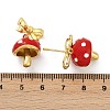 Mushroom with Bowknot Brass Enamel Dangle Stud Earrings EJEW-F895-25B-G-5