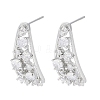 Brass Pave Clear Cubic Zirconia Stud Earring Findings KK-F875-03P-1