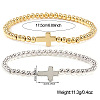 2Pcs Brass & 304 Stainless Steel Beads Stretch Bracelets Set EI7625-1-4