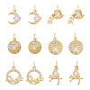 Fashewelry 12Pcs 6 Style Brass Micro Pave Clear Cubic Zirconia Charms KK-FW0001-11-11