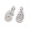 Real Platinum Plated Tone Brass Micro Pave Cubic Zirconia Number Charms ZIRC-E011-06-1