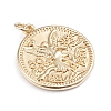 Brass Coin Pendants ZIRC-I042-03G-2