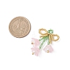 Glass Seed Beaded Bowknot with Flower Pendants PALLOY-MZ01129-02-2