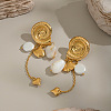 304 Stainless Steel Shell Shape Tassel Stud Earrings HO9250-4