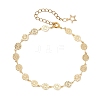 Brass Flat Round with Sun Pattern Link Bracelets BJEW-JB13480-2