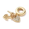 Brass Micro Pave Clear Cubic Zirconia European Dangle Charms KK-D502-04G-2