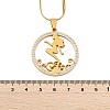 201 Stainless Steel Crystal Rhinestone Ring with Mermaid Pendant Necklaces for Women NJEW-P327-02G-5