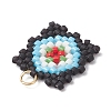 Handmade Glass Seed Beaded  Window Lattice Pattern Shape Pendants PALLOY-MZ00929-5
