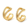 Brass Micro Pave Clear Cubic Zirconia Cuff Earrings EJEW-K309-13G-4