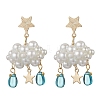 3D Cloud Glass Seed Beades Dangle Stud Earrings EJEW-MZ00644-01-1