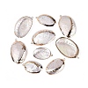 Electroplate Natural Paua Shell Pendants SSHEL-Q100-15KCG-1