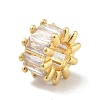 Brass Micro Pave Clear Cubic Zirconia European Beads KK-B059-17G-2