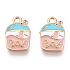 Light Gold Plated Alloy Enamel Pendants ENAM-T009-75C-RS-2