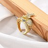 Rack Plating Brass Micro Pave Cubic Zirconia Cuff Rings for Women RJEW-M028-120G-2