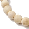 Wood Beads Stretch Bracelets for Men BJEW-JB11303-03-4