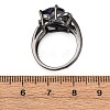 Heart Brass Micro Pave Cubic Zirconia Finger Rings FS-WG4D14B-06-3