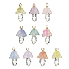 10Pcs Two Tone Glass Pendants PALLOY-JF02963-1