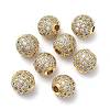 Brass Cubic Zirconia Beads ZIRC-F001-31G-1