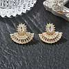 Fan-Shaped Brass & Clear Cubic Zirconia Stud Earrings for Women KK-CBA36A2-13G-1