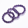 Natural Amethyst Stretch Beaded Bracelets G-R465-58B-1