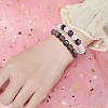 Natural Grey Agate Round Beaded Stretch Bracelet BJEW-SW00077-11-5