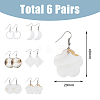 FIBLOOM 6 Pairs 6 Style Natural Shell Geometry Dangle Earrings EJEW-FI0001-79-2