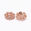 CZ Brass Micro Pave Cubic Zirconia Flower Bead Caps ZIRC-L003-8mm-01-3