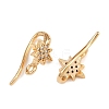 Brass Micro Pave Clear Cubic Zirconia Star Earring Hooks KK-A274-06G-2