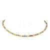 Round Natural Lemon Jade & Dyed Natural White Jade Heishi Beaded Necklaces for Women NJEW-JN06001-2