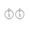 Anti-Tarnish Ring Rhodium Plated 925 Sterling Silver Stud Earrings PB1316-2-1