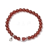 2Pcs Natural Carnelian & Natural White Jade Beaded Stretch Bracelets BJEW-JB11197-3