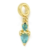 Rack Plating Brass Pave Light Blue Cubic Zirconia Lipstick European Dangle Charms KK-Z067-53G-1