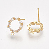 Brass Cubic Zirconia Stud Earring Findings X-KK-S350-343-2