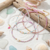 4Pcs 4 Styles Natural Gemstone Round Beaded Bracelets & Glass Seed Beads Adjustable Bracelets & Glass Round Beaded Charm Bracelets Set for Women EV4256-1-2