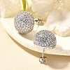 Half Round Brass Micro Pave Clear Cubic Zirconia Stud Earrings EJEW-C126-05P-3