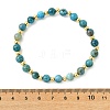 6MM Round Natural Apatite and Brass Beaded Stretch Bracelets for Women BJEW-JB14032-4
