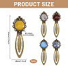 5Pcs Round Natural Rose Quartz & Blue Spot Jasper & Dyed White Jade & Dyed Agate & Opalite Bookmarks AJEW-CA00018-2