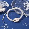 Adjustable ABS Plastic Imitation Pearl & Acrylic Shell Shape Braided Bead Bracelets BJEW-JB10104-04-2