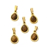 Natural Tiger Eye Faceted Teardrop Charms STAS-P361-01G-05-1