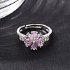 Brass Micro Pave Cubic Zirconia Cuff Open Rings CU-CBA5C10-03P-3
