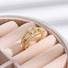 Rack Plating Brass Micro Pave Clear Cubic Zirconia Cuff Finger Rings for Women RJEW-M028-05G-4