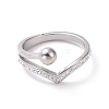 Crystal Rhinestone Wave with Round Ball Finger Ring RJEW-D120-11B-P-2