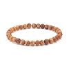 Round Natural Agate Stretch Beaded Bracelets BJEW-JB08196-01-1