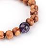 Wood Beaded Stretch Bracelets BJEW-JB01941-03-2