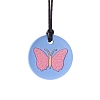 Round with Butterfly Food Grade Eco-Friendly Silicone Pendants PW-WGEF2D6-01-1