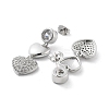 Heart Brass with Cubic Zirconia Dangle Stud Earrings EJEW-Q811-30P-2