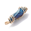 Electroplated Natural Quartz Crystal Dyed Copper Wire Wrapped Pendants PALLOY-JF02326-05-4