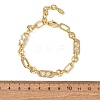 Ring & Paperclip Brass Micro Pave Cubic Zirconia Link Chain Bracelets for Women BJEW-D458-03G-02-3