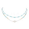 Glass Beaded Double Layer Necklaces NJEW-MZ00070-01-2