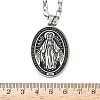 Religion 201 Stainless Steel Enamel Black Oval with Virgin Mary Pendant Necklaces NJEW-C104-02B-3